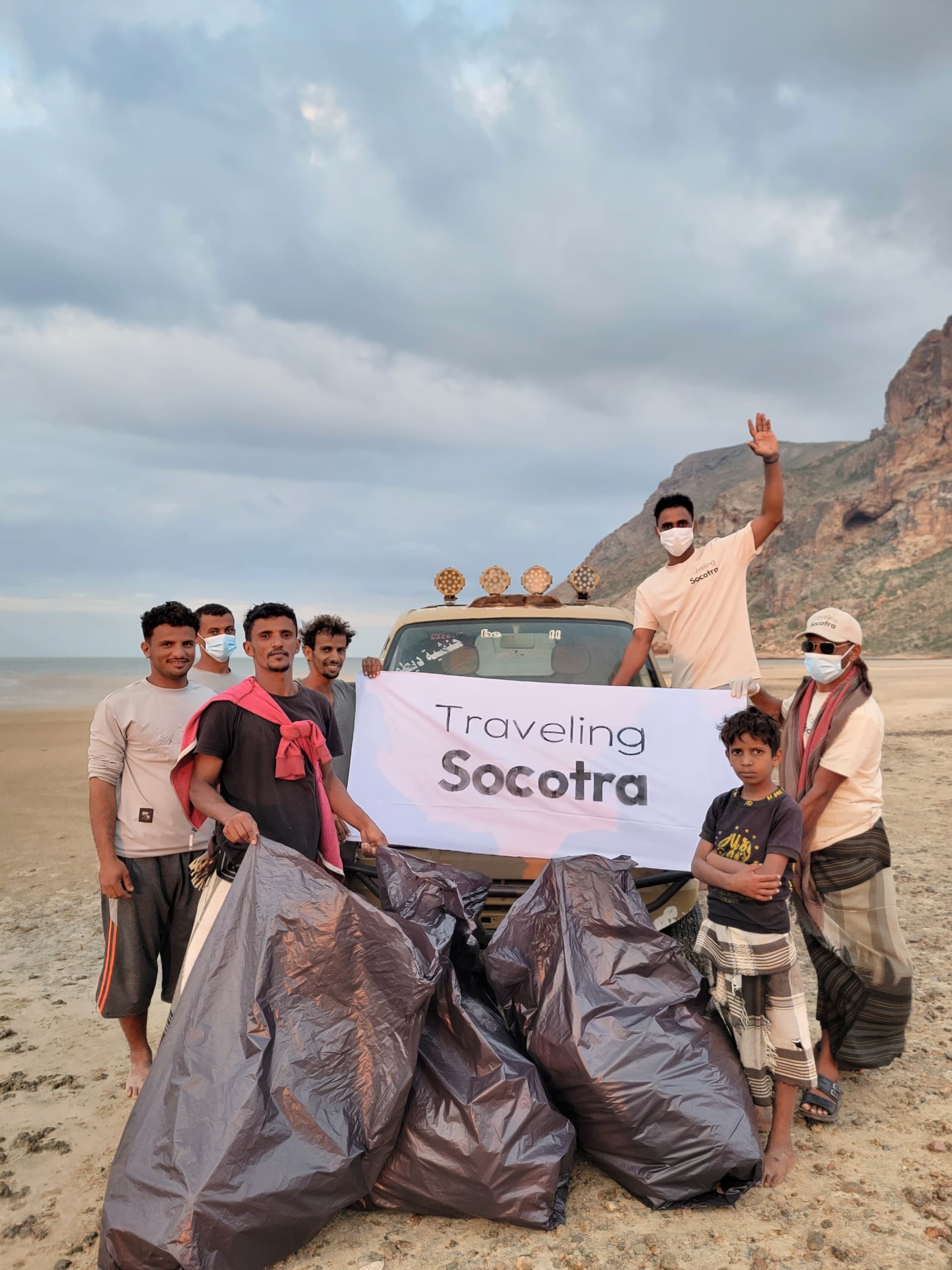 Beach cleanup Traveling Socotra plastic collection